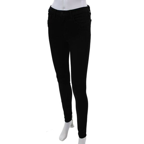 L'Agence Womens High Rise Skinny Leg Marguerite Jeans Black Cotton Size 26 - Picture 2 of 7